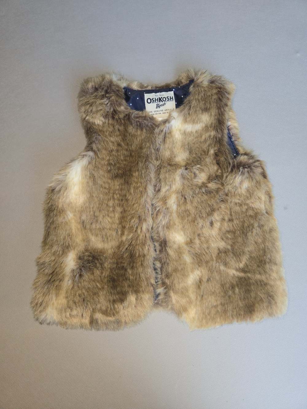 OshKosh B'gosh Faux Fur Vest Girl Size 4T Brown Soft Warm Quality Winter Clothi